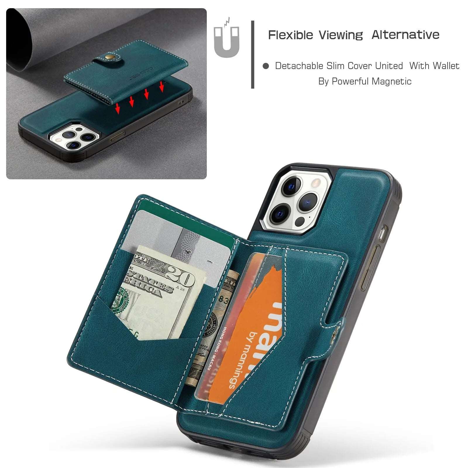 Magnetic Safe Leather Case For iPhone