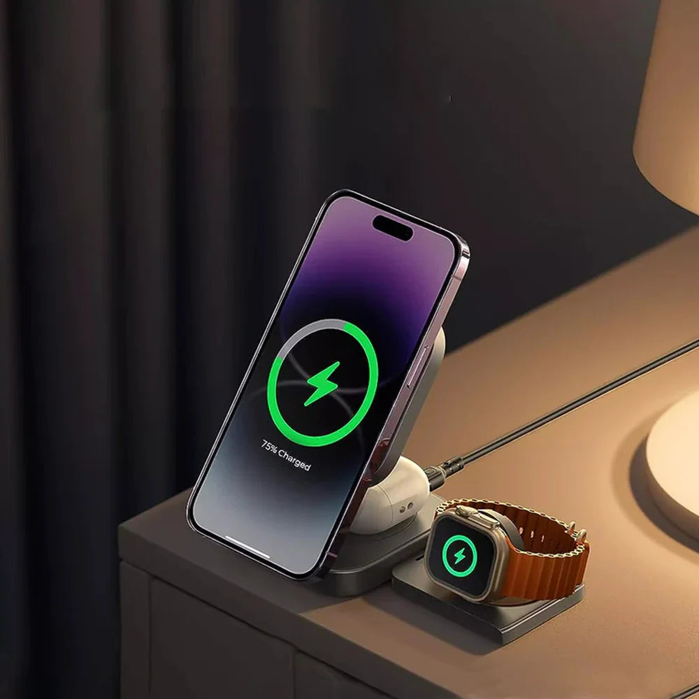 3 in 1 Tiny Foldable Wireless Charger Stand